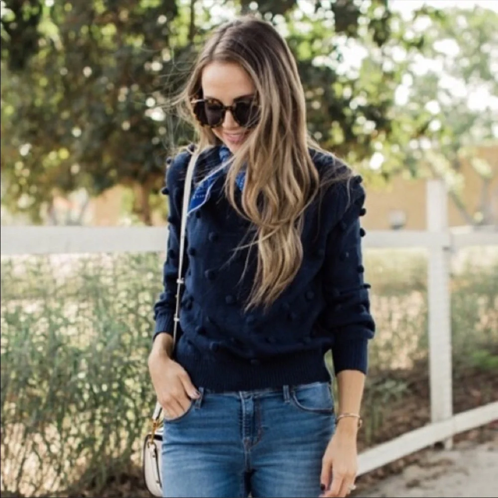 Sophie Rue Navy Pom Pom sweater - Picture 1 of 3